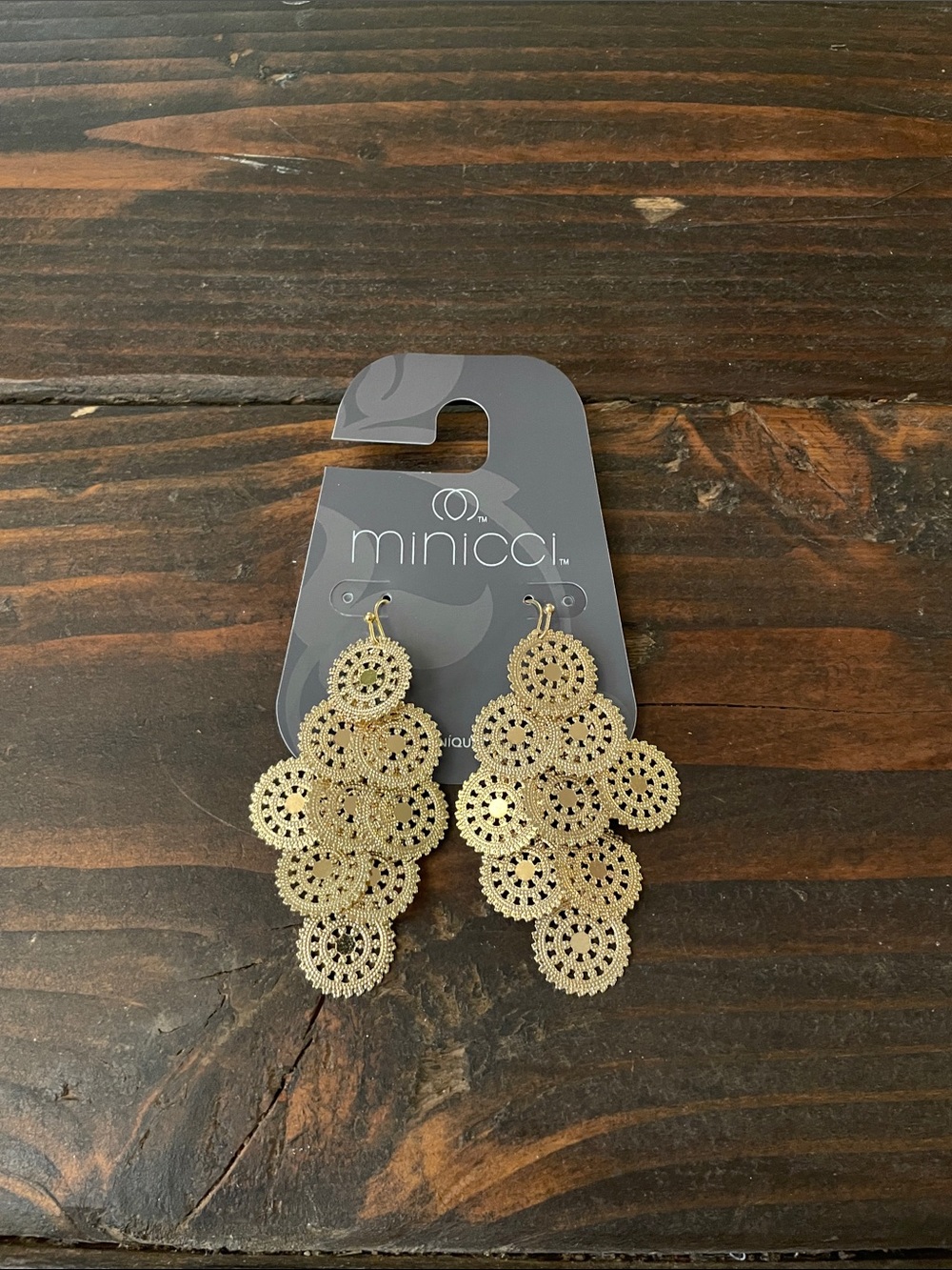 Minicci Gold Layered Filigree Chandelier Earrings D04 6684